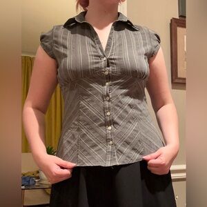 Striped Button Down Blouse